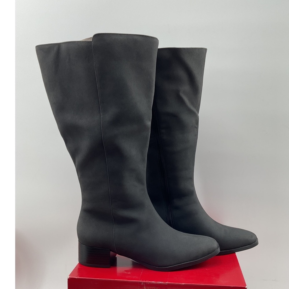 Journee Collection Devri-XWC Grey Square Toe Extra Wide Calf Tall Boots 7.5M